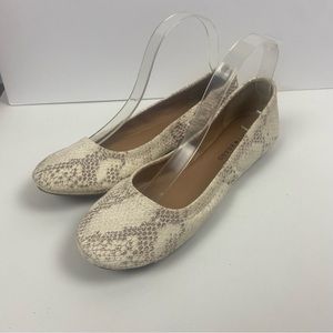 Lucky Emmie White Ivory Snakeskin Leather Ballet Flats Women’s size 8